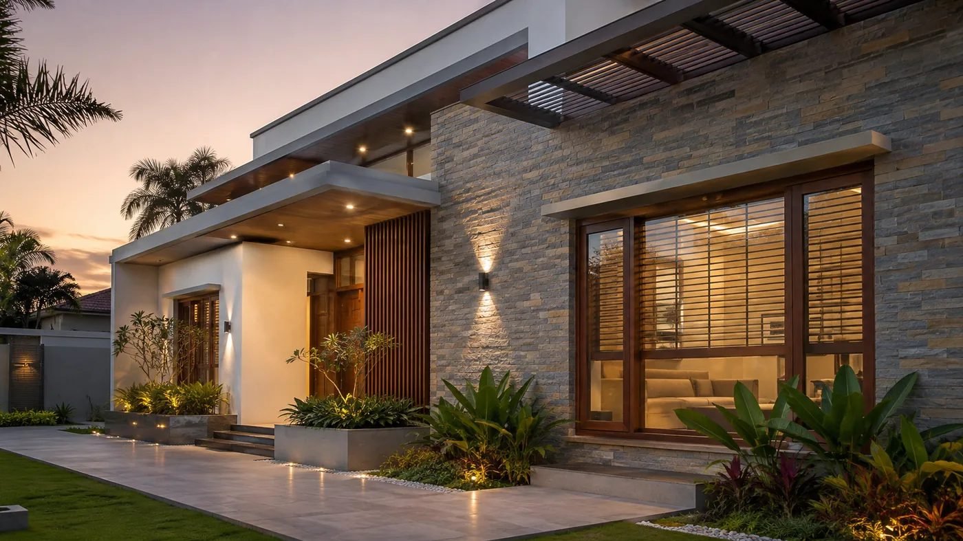 Facade and structural detail of a modern home